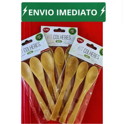 KIT 15 COLHERES DE BAMBU 13 CM - CLINK LEMBRANCINHA - CHA DE COZINHA - ENVIO IMEDIATO- UTILIDADES DOMESTICA