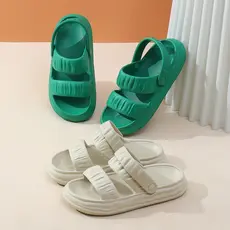 Novo Estilo de Sandálias de Chinelos Femininos de Dois Desgaste Sandálias Macaron Cor Aumento da Altura Anti-derrapante Respiração da Sola Externa EVA