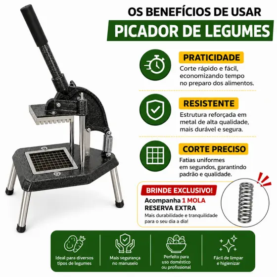 Picador Cortador Fatiador de Legumes Profissional e Reforçado