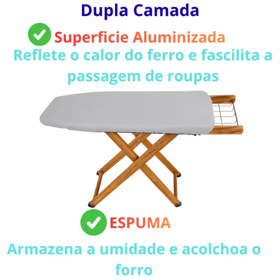 Forro Térmico Capa para Tábua de Passar Roupa Aluminizada e Acolchoada Com Espuma para Passar Roupas reforçado
