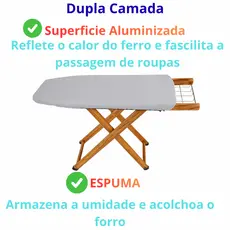 Forro Térmico Capa para Tábua de Passar Roupa Aluminizada e Acolchoada Com Espuma para Passar Roupas reforçado