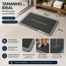 Tapete de Banheiro Super Absorvente Secagem Rápida Chuveiro Cozinha Varanda
