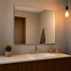 Espelho De Vidro Retangular 100x80cm Fixação em Parede Para Quarto/Sala/Banheiro