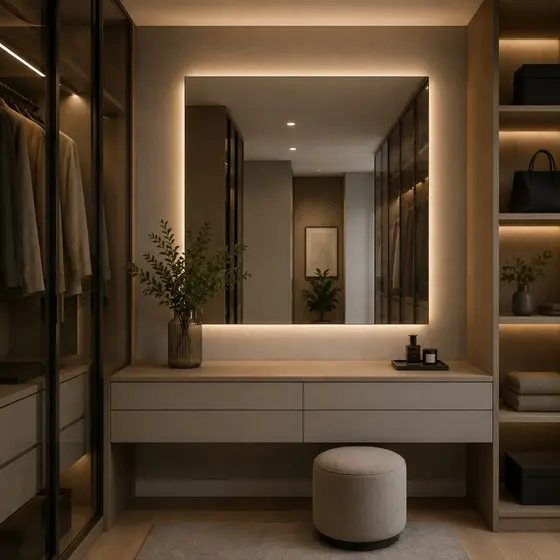 Espelho Com Led Externo Para Parede Fácil Fixação - Sala/ Banheiro/ Closet/ Quarto