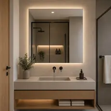 Espelho Grande 80x80cm Com Led Externo Decorativo Quadrado Para Parede - Closet / Banheiro