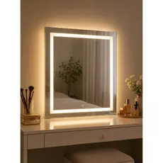 Espelho Com Led Jateado 90x80 Para Maquiagem Penteadeira Quarto/Sala/Banheiro Decorativo Para Parede