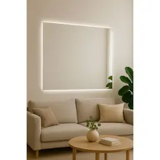 Espelho 90x90 Com Led Externo Decorativo Quadrado Grande Para Quarto/Sala/Banheiro/Penteadeira/Escrivaninha