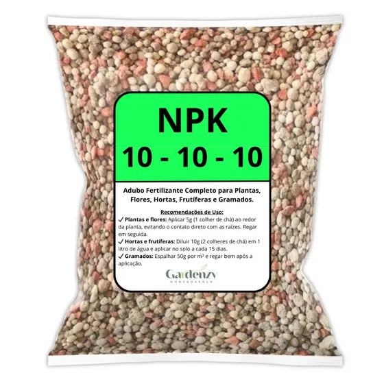 Adubo Fertilizante NPK 10-10-10 - Fertilizante Completo para Plantas, Hortas, Frutíferas e Gramados