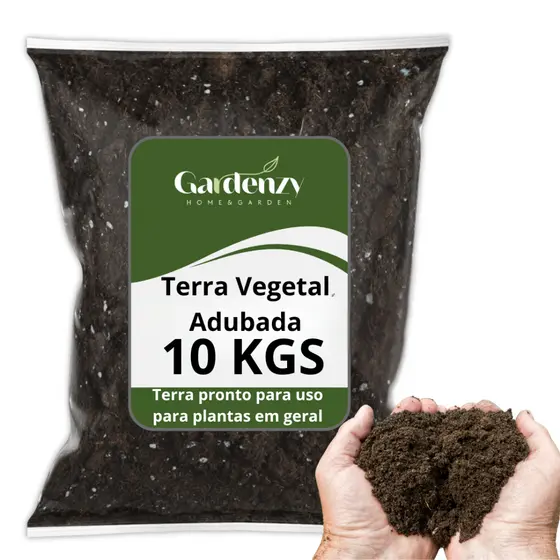 Terra Vegetal Adubada Orgânica Substrato para Plantas, Vasos, Hortas e Jardim 3kg 5kg 10kg
