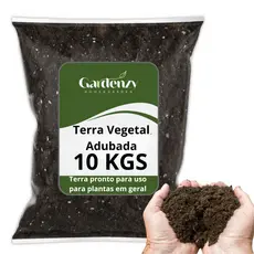 Terra Vegetal Adubada Orgânica Substrato para Plantas, Vasos, Hortas e Jardim 3kg 5kg 10kg
