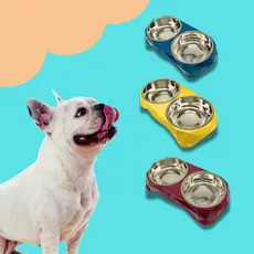 Comedouro e Bebedouro Elevado Duplo para Pets - Pote / Tigela em Aço inox - Cães e Gatos