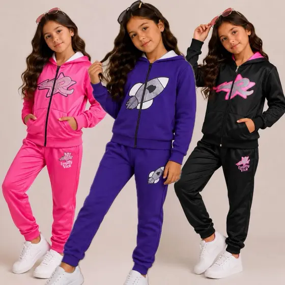 Conjunto Infantil Menina De Frio Casaco+Calça Estilo Blogueirinha Youtuber  Emily Vick Ketlen Stitch