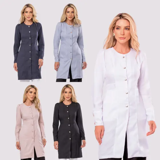 Jaleco Feminino Botão Manga Longa Gabardine Oli