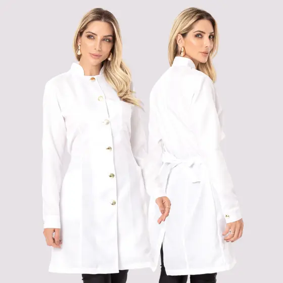 Jaleco Feminino Botão Acinturado Dentista Médico Esteti Cora