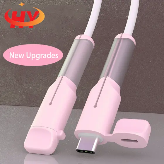 【 Ship Dentro De 24 Horas 】 Hy 2024 Novo Protetor De Cabo Carregador Rápido De Silicone Macio Compatível Com A Capa Do iPhone/Android