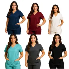 Blusa Scrubs Bata Uniforme Varias Cores Enfermagem Manga japonesa Toque macio Não Amassa