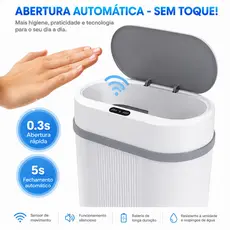 Lixeira Automática 12 Litros Com Sensor Infravermelho Tampa Para Cozinha Banheiro Escritório Quarto