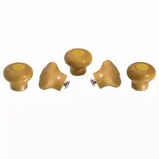 Kit 5 Pomel de Madeira Pegador Puxador Para Tampas De Panelas de Vidro e Alumínio