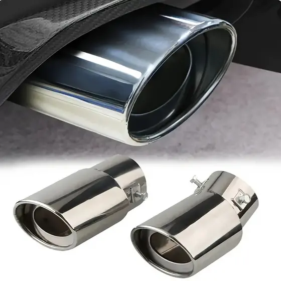 Ponteira Escapamento Prata Tuning Esportivo Carro Universal Parafuso Alumínio Veicular Automotivo