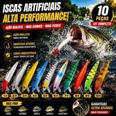 Kit 10 Iscas Artificiais 10cm 9g – Meia Água para Tucunaré e Dourado