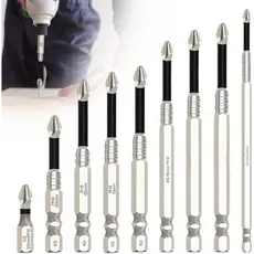 Kit 9 Ponta Bits Magnéticas K5 Ph2 Philips Alta Dureza e Resistencia Parafusadeira