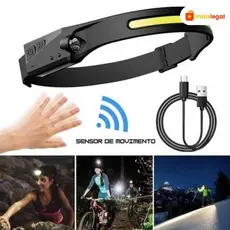Lanterna de Cabeça Recarregável Led Corpo Motion Camping Torch Light Lamp Com Usb