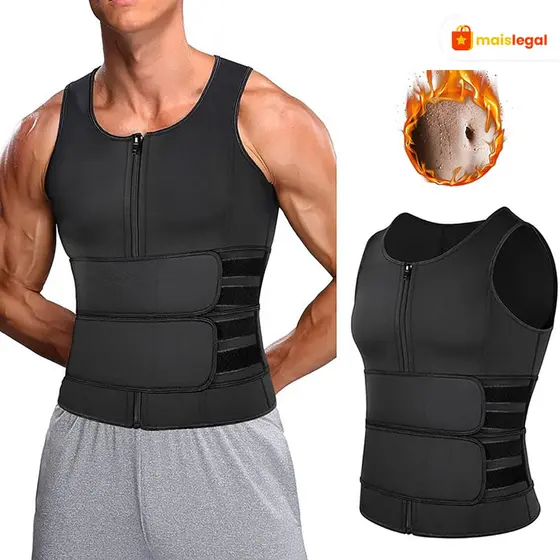 Faja Abdominal Masculino Regulável : Colete Modelador Com Tecnología Sauna , Redutora para Queimar Gordo ySecar Barriga