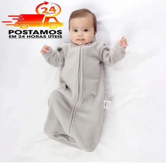Saco De Dormir Bebê Com Manga 18 meses a 2 anos Cobertor Pijama Soft Casulo Infantil Cinza