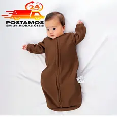 Saco De Dormir Bebê Com Manga Longa Casulo Infantil Cobertor Pijama Soft MARROM