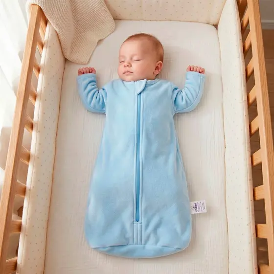 SACO DE DORMIR BEBÊ SOFT COM MANGA LONGA Casulo Infantil Azul Claro TOG 2.5 Para 15°C e 18°C