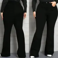 calça flare preta plus size feminina jeans com elastano levanta bumbum cintura alta