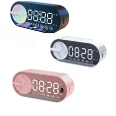 Caixa de Som Bluetooth com Relógio Digital, Rádio FM, Alarme, LED, Espelho, Despertador Portátil - Várias Cores