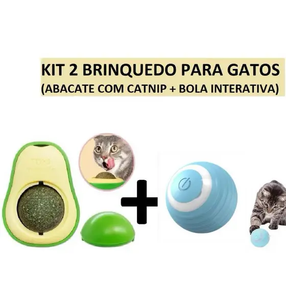 Kit Brinquedo para Gatos com Catnip | Abacate Catnip + Bola Interativa Inteligente