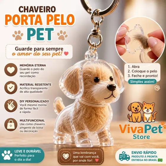 Chaveiro Pet Porta Pelo Personalizado Acrílico Transparente DIY Lembrança Cachorro Gato