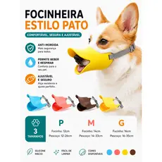 Focinheira Anti Mordida para Cachorro Estilo Pato Silicone Ajustável Confortável Segura P M G