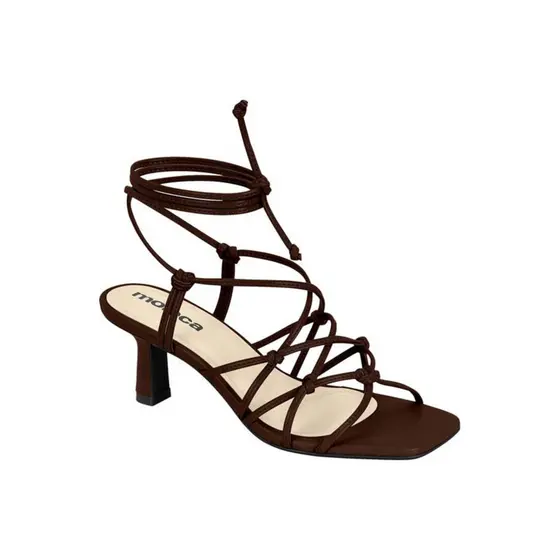 Sandália Feminina Moleca Salto Fino Gladiadora Amarração
