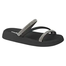 Chinelo Feminino Moleca Flatform Slide Glamour Strass Brilho