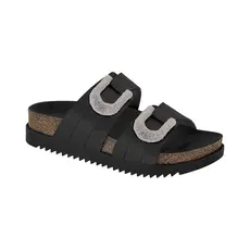 Chinelo Slide Feminino Papete Birken Fivelas Strass Flatform