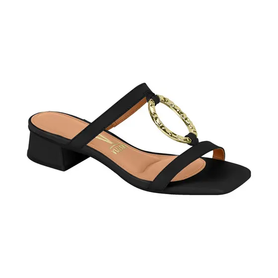 Tamanco Feminino Vizzano Salto Baixo Detalhe Elo Dourado