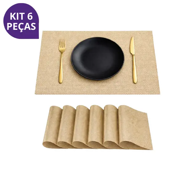 Jogo Americano LYOR Bege | Antiderrapante Emborrachado, Macio — Kit 2/4/6