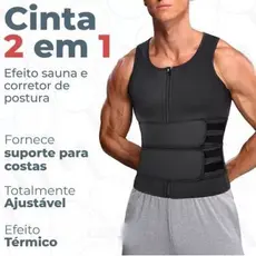 Colete De Compressão Cinta Power Masculina Redutora Abdominal Peito e Costas