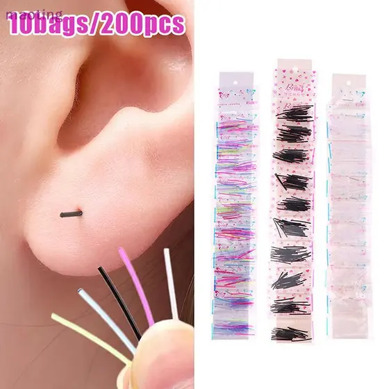 [maoting] 200 Unidades De Brincos Macios De Plástico Invisível Hipoalergênicos Simples Transparentes Brinco Piercing Ret