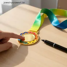 nk Medalha Colorida De Flores , 1 Peça Com Fita , Ouro , Prata , Cobre , Personalizada Para Equipe , Festa , Reconhecime