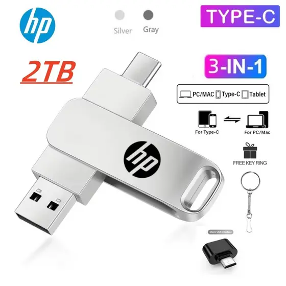 Pendrive De Metal OTG De Alta Velocidade , 2TB , 1TB , 512GB , 256GB , 128GB , Disco Flash Tipo c , USB2.0 , Duplo , USB