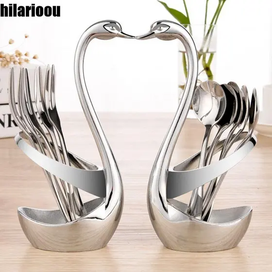 Suporte Para Colher E Garfo De Cisne HILARIOOU , Delicado Porta-Talheres Em Formato Antiferrugem , Liga De Zinco