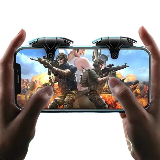 Gatilho Móvel G12 PUBG , Botões Mecânicos L1R1 Operação Com Quatro Dedos Zero Atraso Universal Para Jogos iOS Android FP