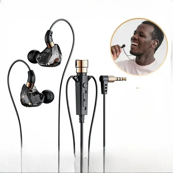 Karaokê Alta Fidelidade Com Fio Fones De Ouvido Microfone Cantando Vivendo Fone 3.5mm AUX Graves Pesados Cancelamento Ru