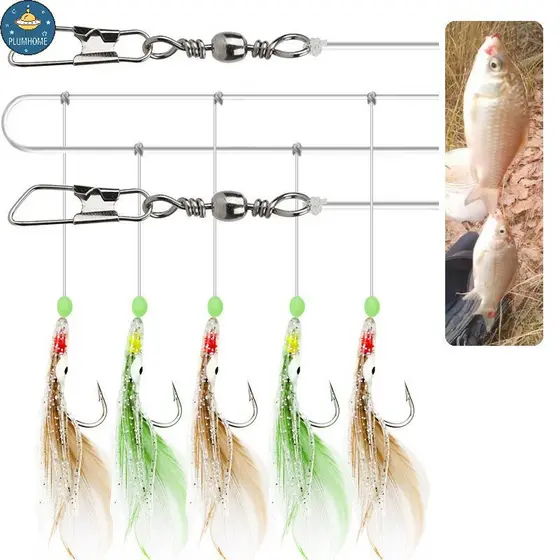 PLUMHOME Gancho De Pesca Chien Pena Polvo Brilho-No Escuro Grânulo Corda 5/Pendurado Conjunto .