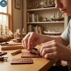 PLUMHOME Modelo De Navio Antigo , Kit De Acessórios De Madeira Para Transporte De Canhão , Conjunto De Montagem DIY Exib