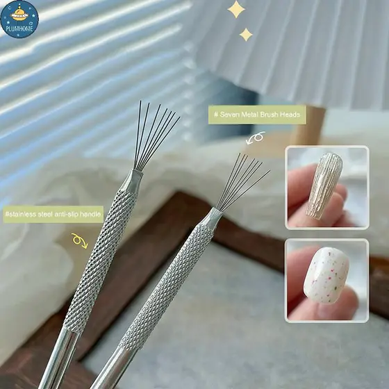 PLUMHOME Multifuncional Linha De Arte Do Prego Pintura 7 Pinos Caneta Dobrável Alça Aço Inoxidável UV Gel Escovas Desenh